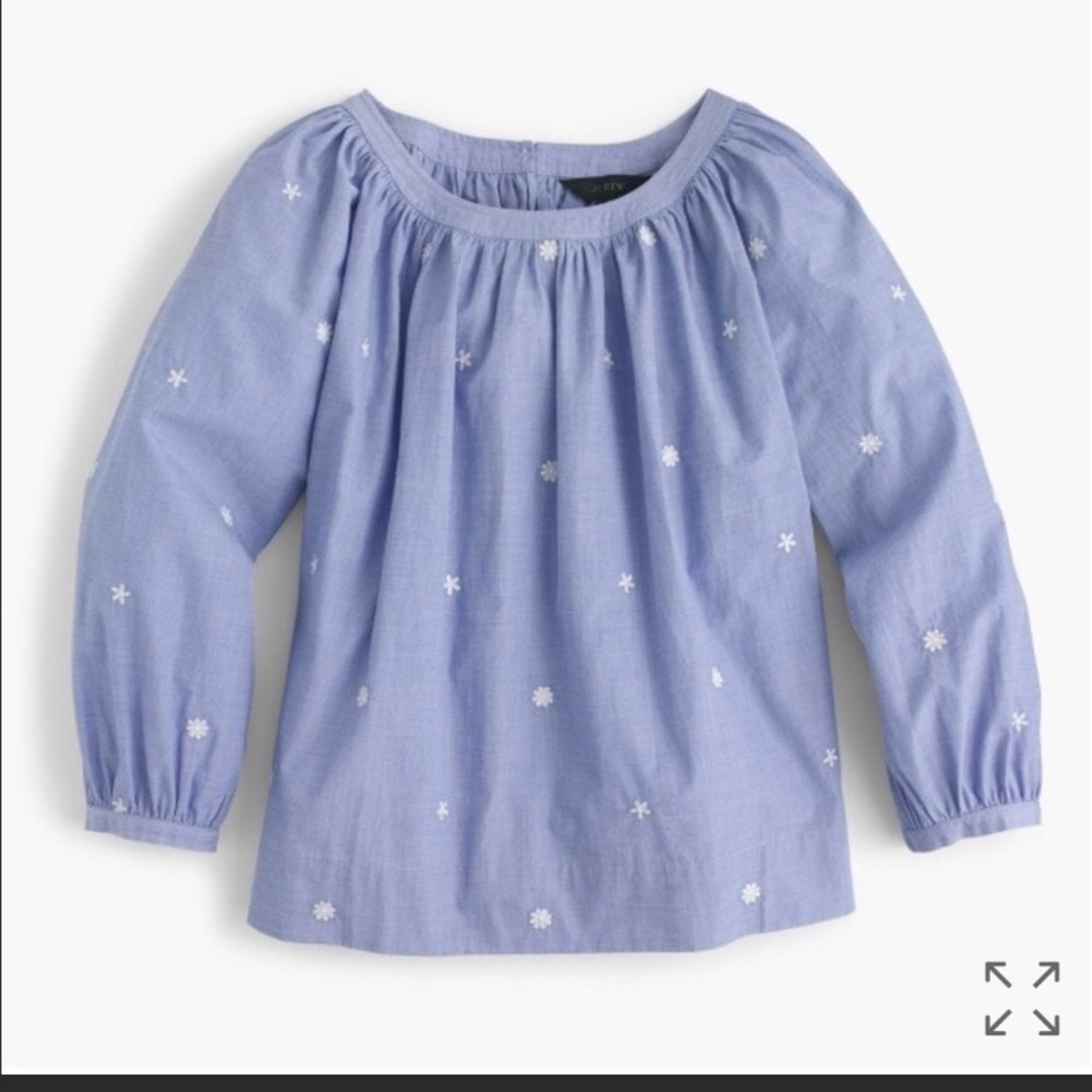 JCrew Embroidered  Blue Blouse
